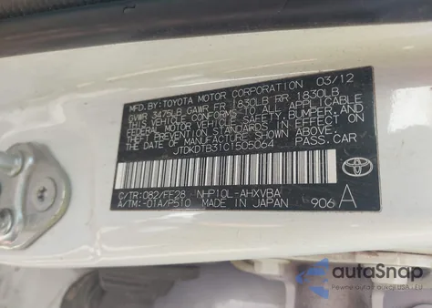 2012 Toyota Prius C Two from USA, damaged, VIN JTDKDTB31C1505064